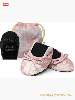 Foldable Lace Wedding Flats Comfortable Bridal Dressy Shoes Ballet Flat